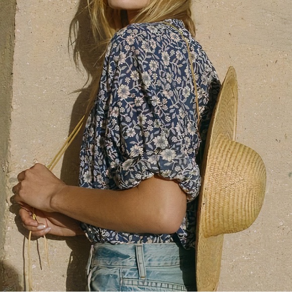 NWOT DÔEN Jane Floral Blouse in Blue Jessamine Calico - Picture 7 of 8